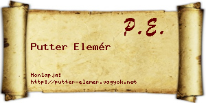Putter Elemér névjegykártya